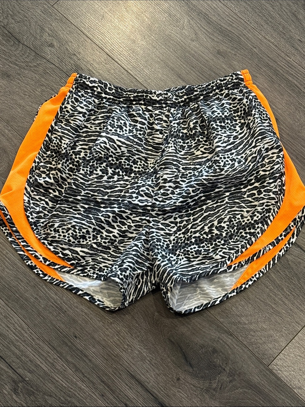 Nike Dri-fit Women’s Animal Print Running Shorts with Orange Trim